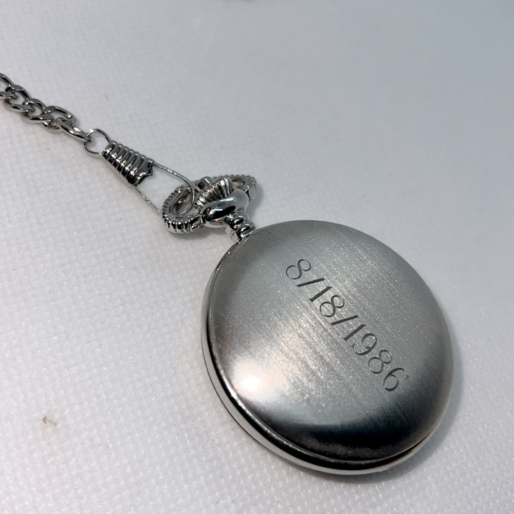 Colibri of London 17 Jewel Pocket Watch, picture frame, chain & Box Silver-tone - Picture 7 of 16
